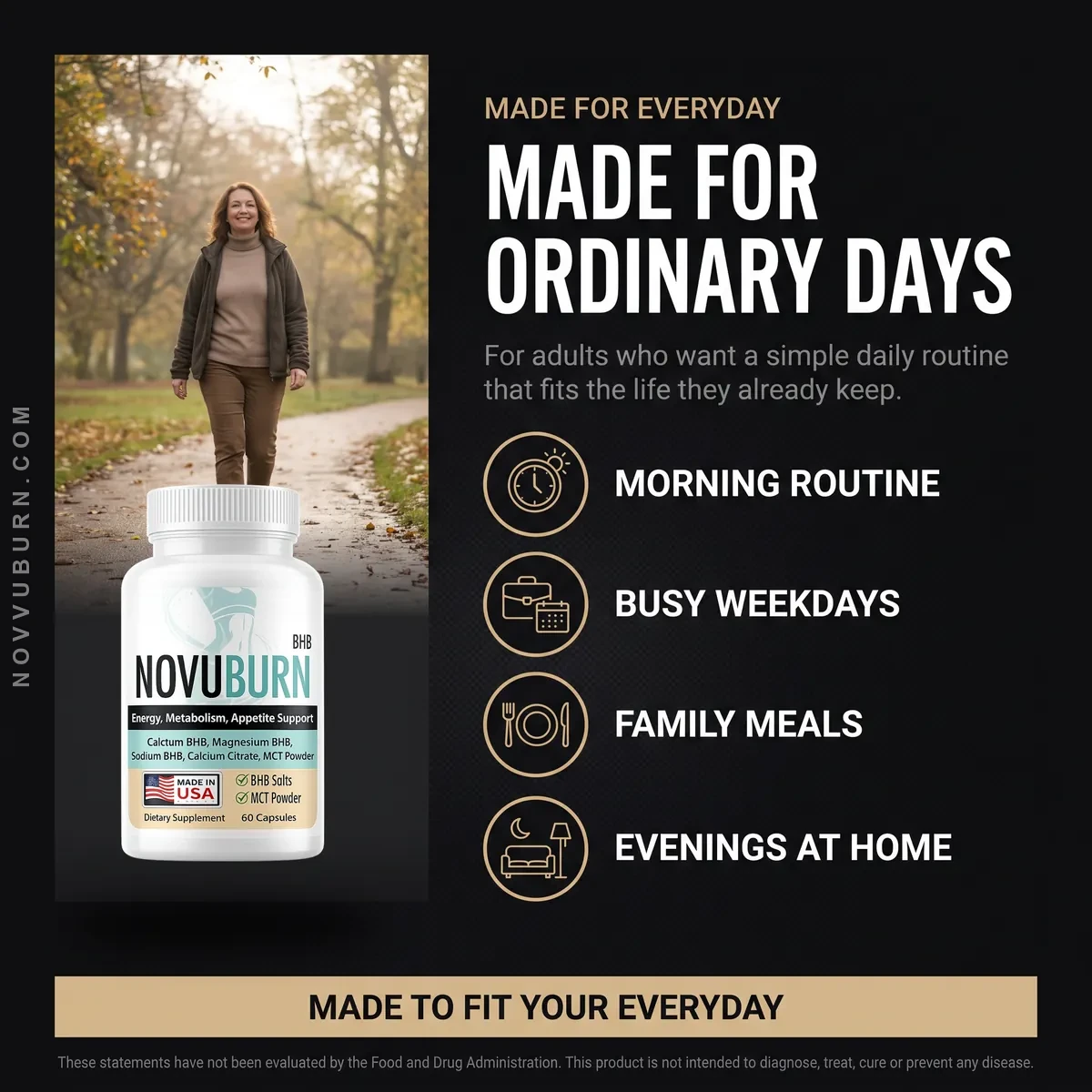 Novuburn is made for adults following a keto or low-carb diet in everyday life