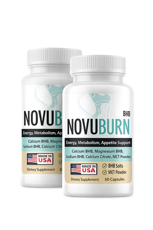 Novuburn keto BHB and MCT capsules, made in an FDA-registered GMP facility